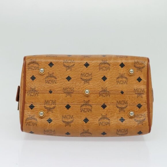 MCM Logogram Vicetos Hand Bag PVC Leather Brown Gold Auth - Picture 9 of 16